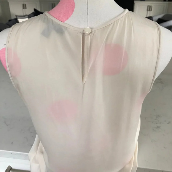 Classiques Entier Sleeveless Round Neck Silk Top w Frill Detail Cream + Blk Sz S - Picture 6 of 11
